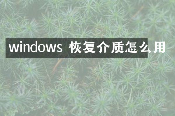 windows 恢复介质怎么用