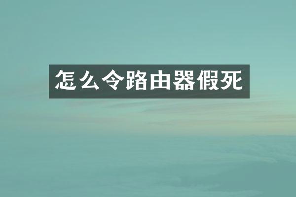 怎么令路由器假死