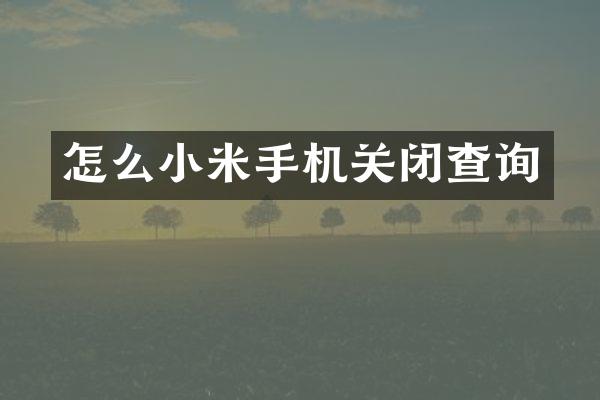 怎么小米手机关闭查询