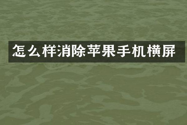 怎么样消除苹果手机横屏