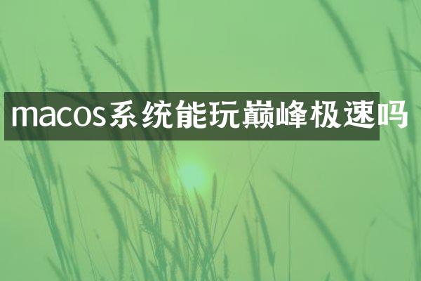 macos系统能玩巅峰极速吗