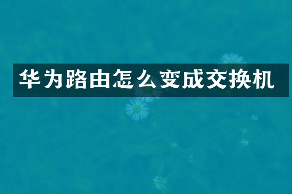 华为路由怎么变成交换机