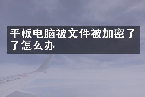 平板电脑被文件被加密了了怎么办