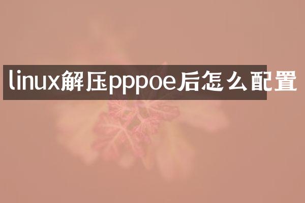 linux解压pppoe后怎么配置