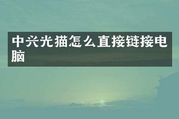 中兴光猫怎么直接链接电脑