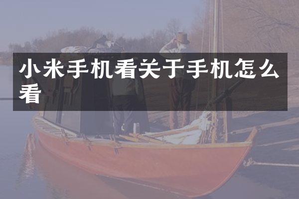 小米手机看关于手机怎么看