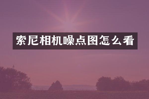 索尼相机噪点图怎么看