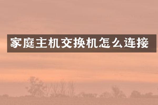 家庭主机交换机怎么连接