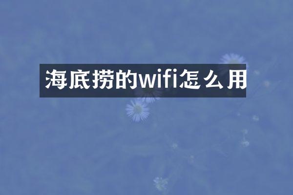 海底捞的wifi怎么用