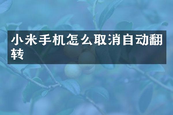 小米手机怎么取消自动翻转