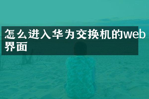 怎么进入华为交换机的web界面