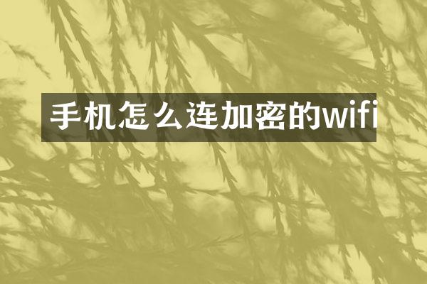 手机怎么连加密的wifi