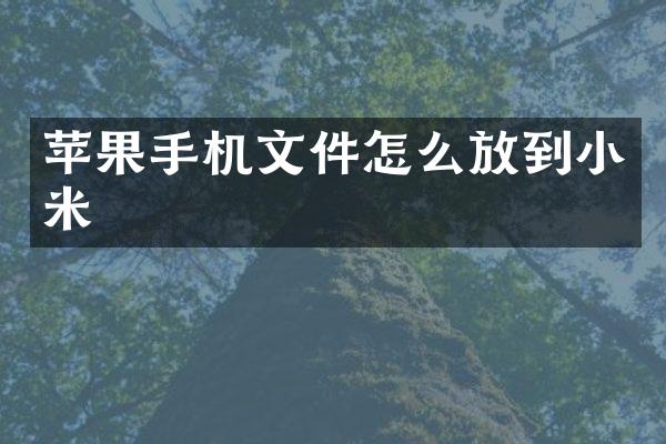 苹果手机文件怎么放到小米