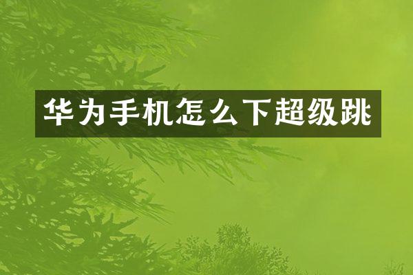 华为手机怎么下超级跳