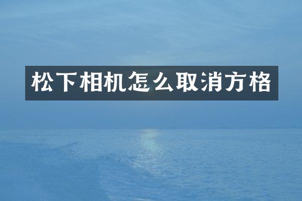 松下相机怎么取消方格