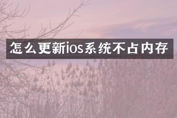怎么更新ios系统不占内存