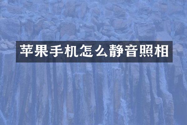 苹果手机怎么静音照相
