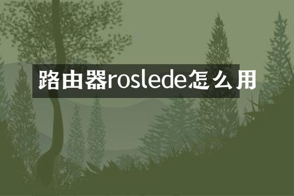 路由器roslede怎么用