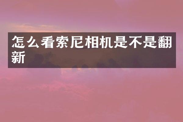 怎么看索尼相机是不是翻新