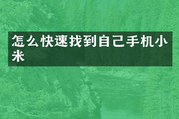怎么快速找到自己手机小米