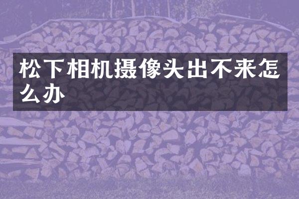 松下相机摄像头出不来怎么办