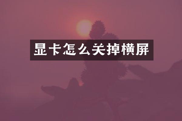 显卡怎么关掉横屏