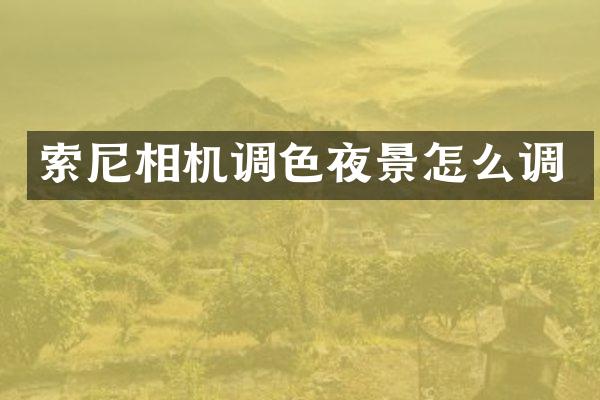 索尼相机调色夜景怎么调