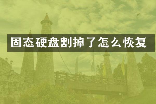 固态硬盘割掉了怎么恢复