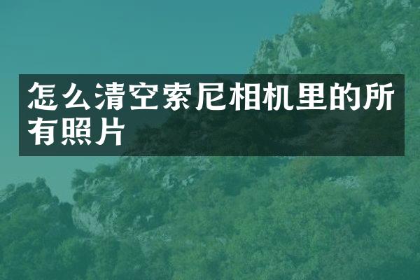 怎么清空索尼相机里的所有照片