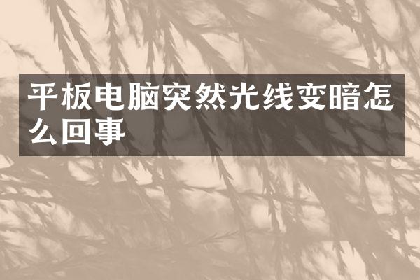 平板电脑突然光线变暗怎么回事