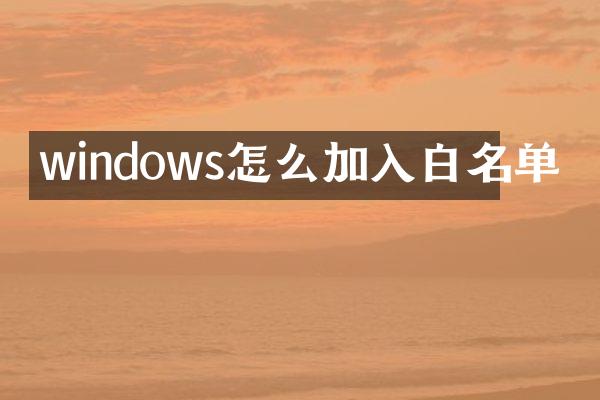 windows怎么加入白名单