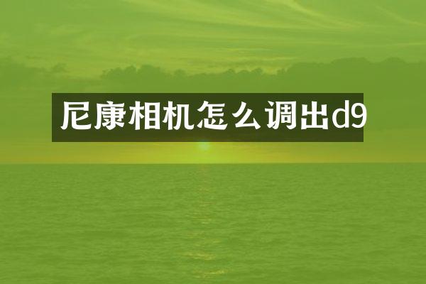 尼康相机怎么调出d9