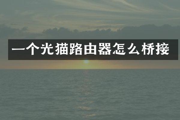 一个光猫路由器怎么桥接