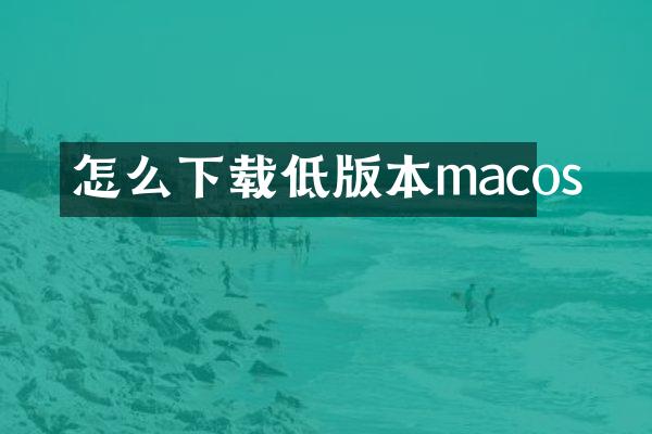 怎么下载低版本macos