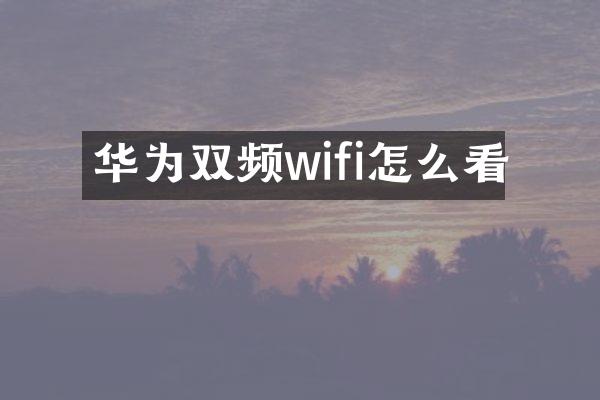 华为双频wifi怎么看
