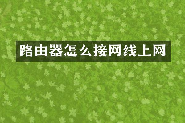 路由器怎么接网线上网
