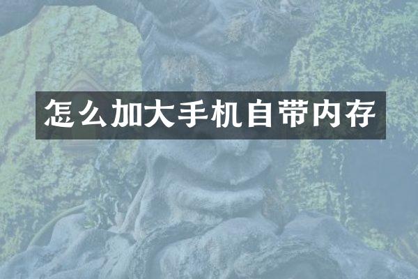 怎么加大手机自带内存