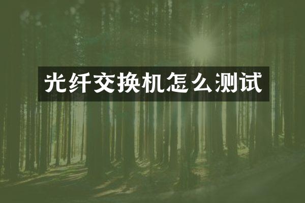 光纤交换机怎么测试