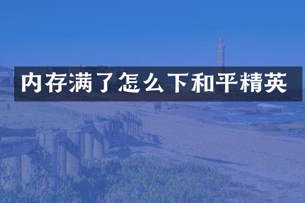 内存满了怎么下和平精英