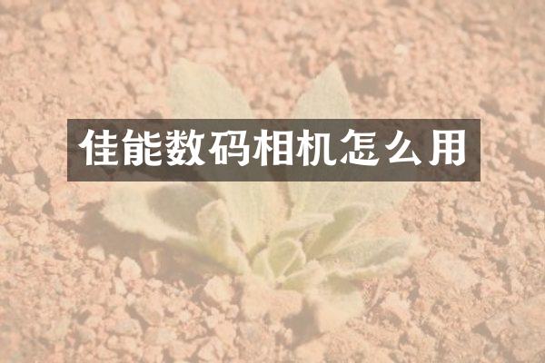 佳能数码相机怎么用