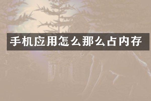 手机应用怎么那么占内存