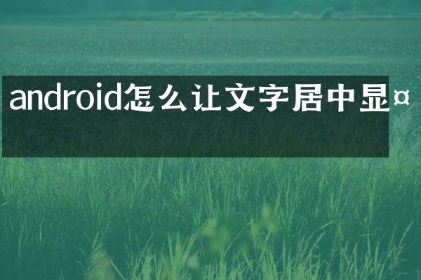 android怎么让文字居中显示