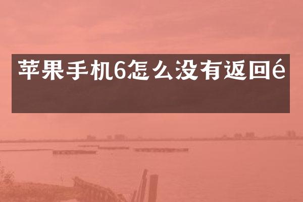 苹果手机6怎么没有返回键