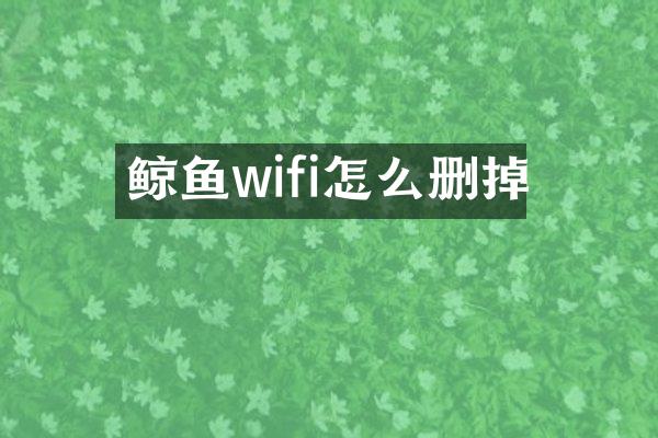 鲸鱼wifi怎么删掉