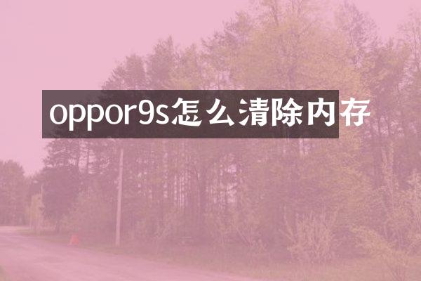 oppor9s怎么清除内存