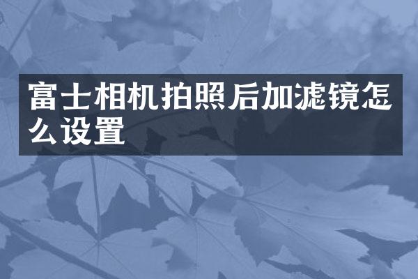 富士相机拍照后加滤镜怎么设置