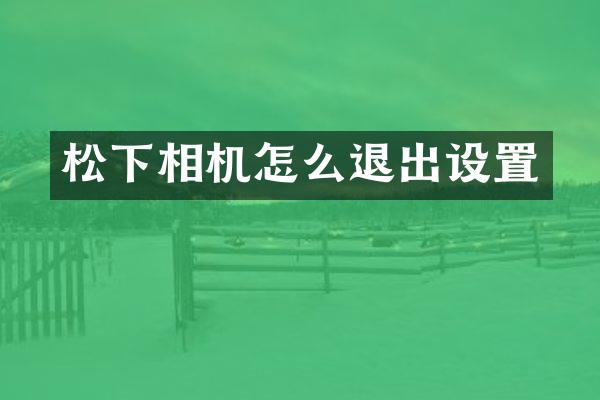 松下相机怎么退出设置
