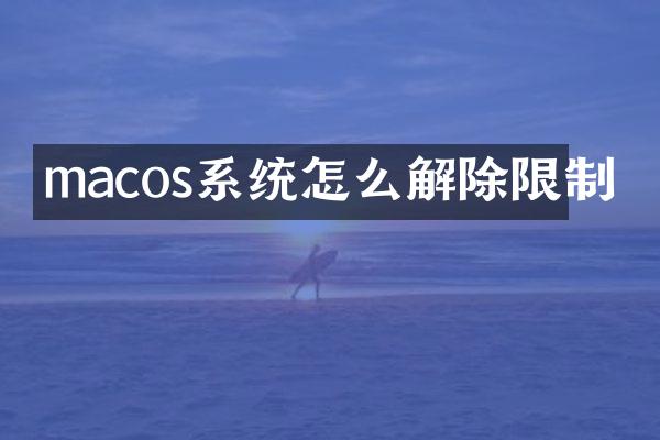macos系统怎么解除限制