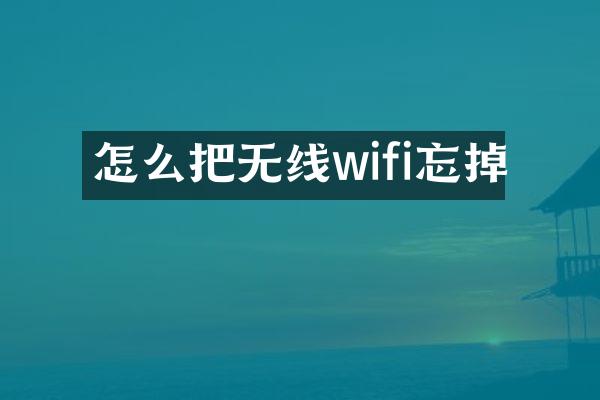 怎么把无线wifi忘掉