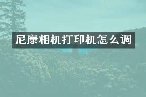 尼康相机打印机怎么调